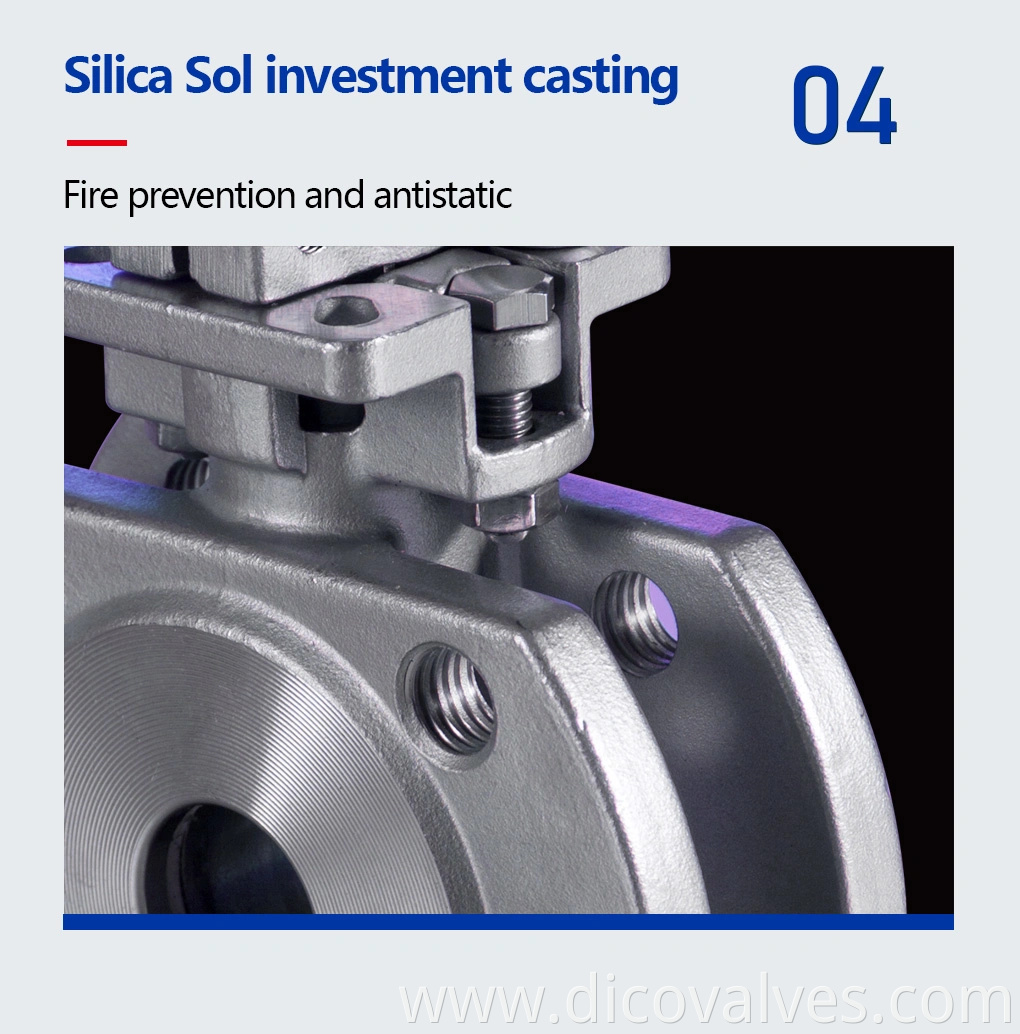 Dico Investment Casting Stainless Steel DIN Pn16 with ISO5211 Pad 1PC Wafer Flange Ball Valve